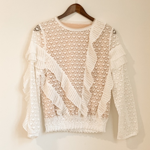 lace and frills asymmetrical blouse - Picture 3 of 7